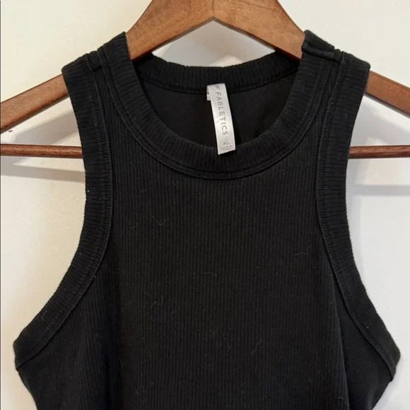 Fabletics Black Ribbed Tank Top with shelf bra - Picture 3 of 7